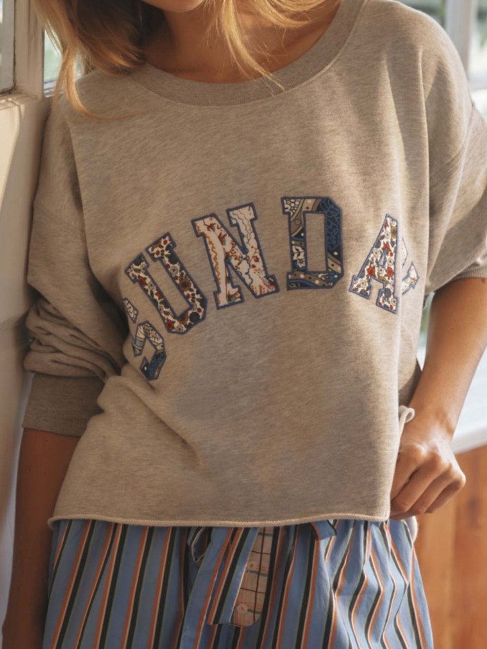 Anthropologie Sunday Graphic Gray Sweatshirt 2X